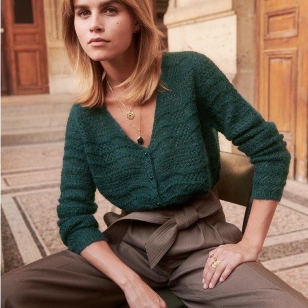 Sezane Alanis Gilet sweater in green